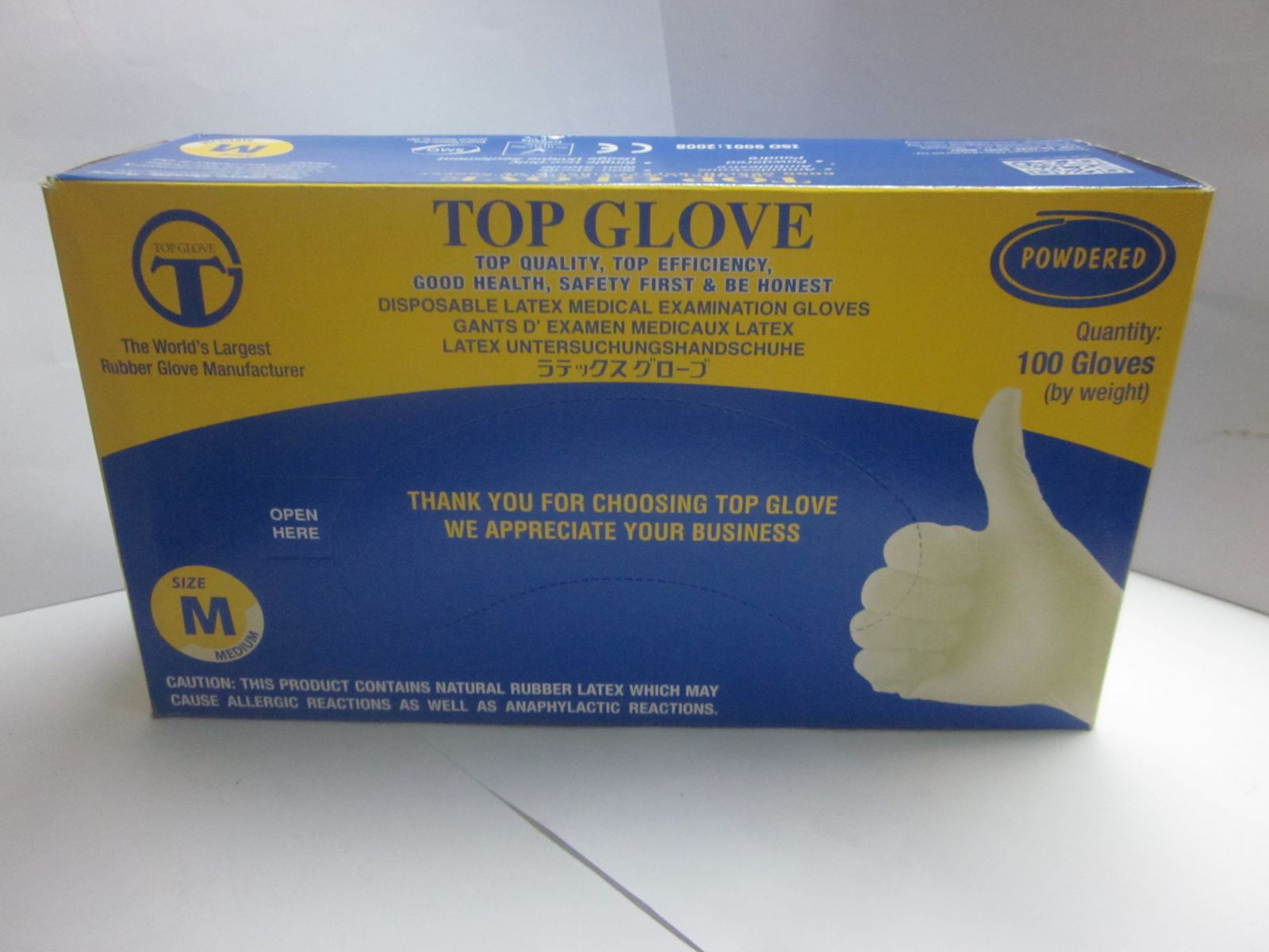Găng tay Nitrile Top Glove L màu xanh có bột không bột